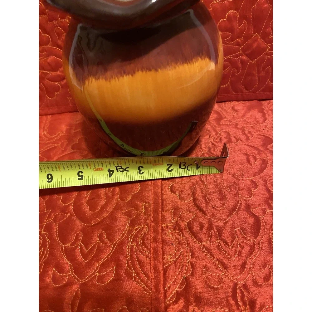 VTG Teleflora Vase Ombre Brown Yellow Orange Gloss Honey Pot‎ Shape Charming MCM